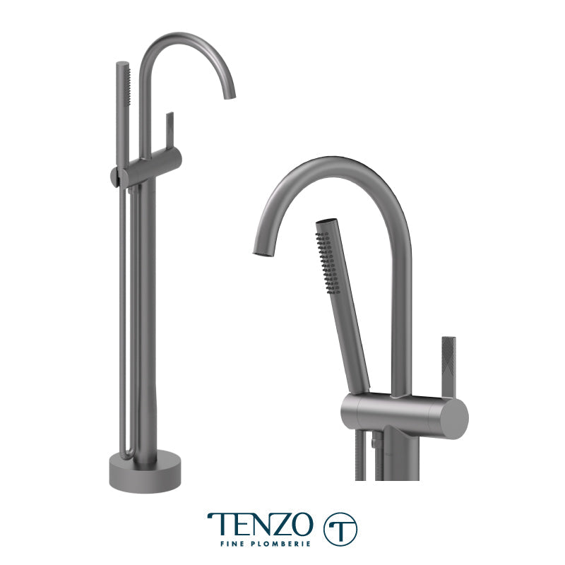 Tenzo Paloma Floor Mount Tub Filler Gun Metal - PAL52-GM