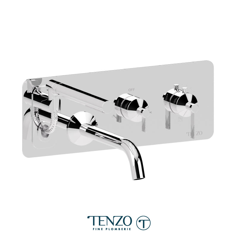 Tenzo Paloma Wall Mount Tub Filler With Retractable Hose Chrome - PALT73-CR