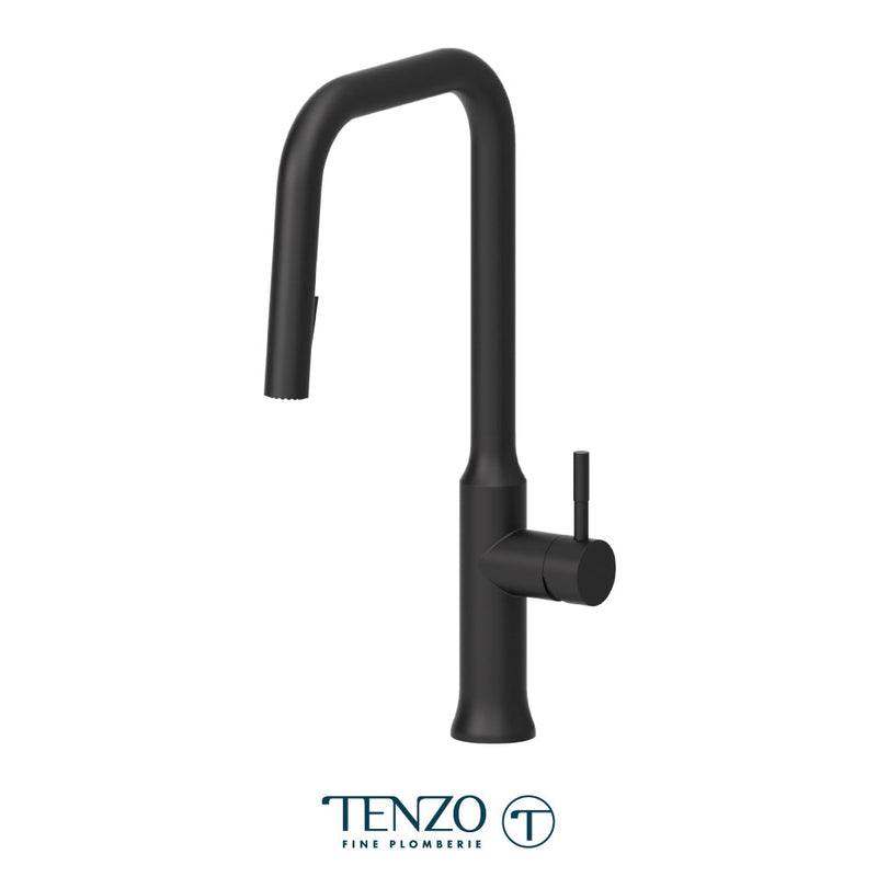 Tenzo Regia Single-Handle Kitchen Faucet With Pull-Down & 2-Function Hand Shower Matte Black - RE131-MB