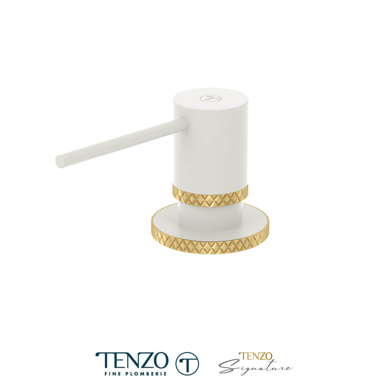 Tenzo Bellacio Soap Dispenser Matte White / Brushed Gold - SD-BE-01-C-MW-BG