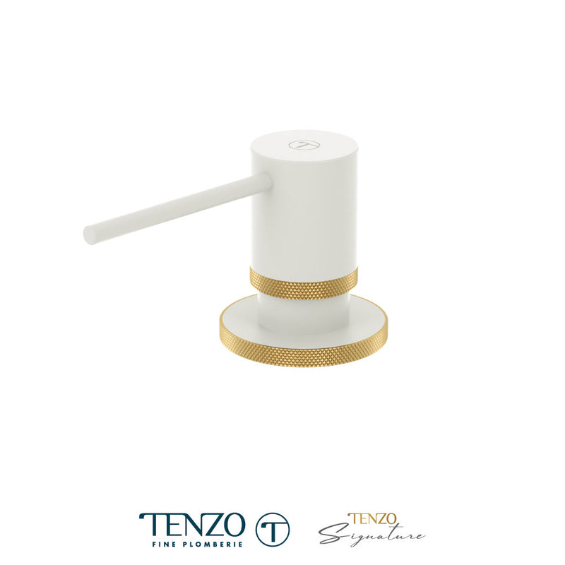Tenzo Bellacio Soap Dispenser Matte White / Brushed Gold - SD-BE-01-F-MW-BG