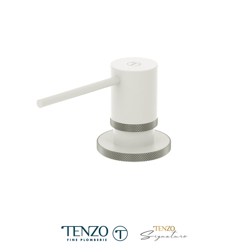 Tenzo Bellacio Soap Dispenser Matte White / Stainless Steel - SD-BE-01-F-MW-SS