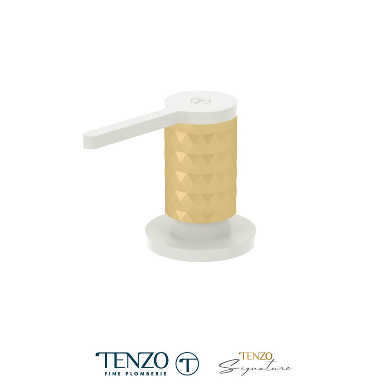 Tenzo Calozy Soap Dispenser Matte White / Brushed Gold - SD-CA-01-MW-BG