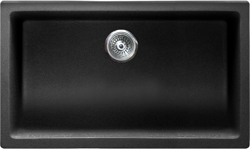 Pearl VERTU-M 31" Single Bowl Undermount Kitchen Sink – Black NuGranite w/ Grid – GVS3177-BL