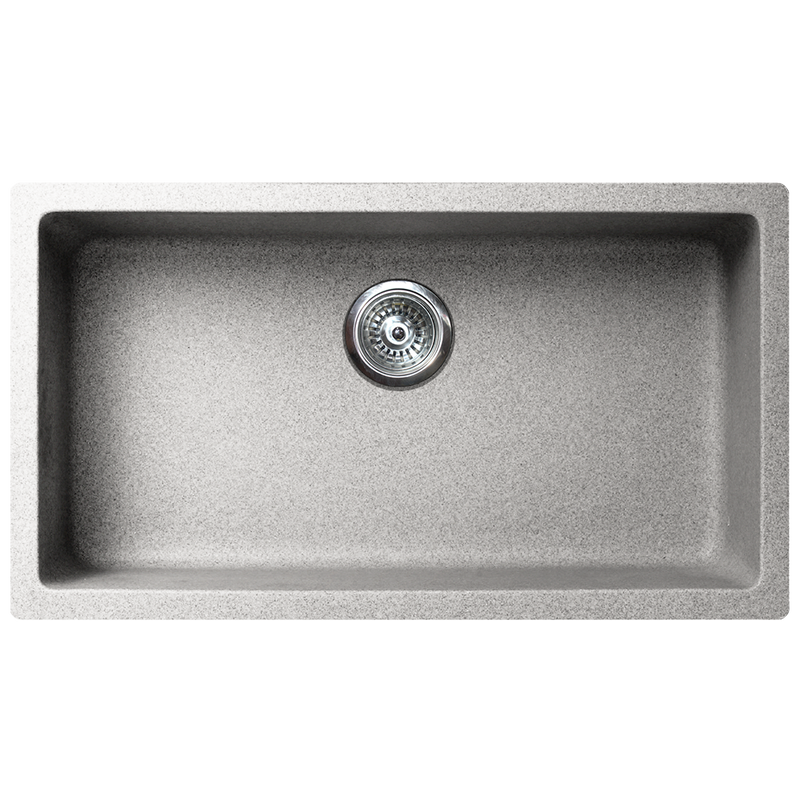 Pearl VERTU-M 31" Single Bowl Undermount Kitchen Sink – Smoke Grey NuGranite w/ Grid – GVS3177-SG