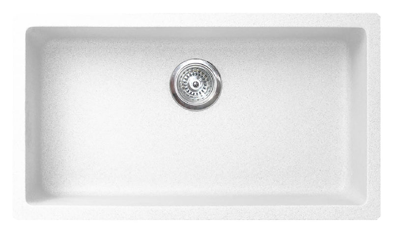 Pearl VERTU-M 31" Single Bowl Undermount Kitchen Sink – White NuGranite w/ Grid – GVS3177-WH