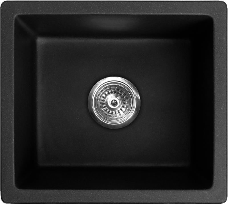 Pearl VERTU-T 18" Single Bowl Undermount Bar / Prep Kitchen Sink – Black NuGranite – GVS1816-BL