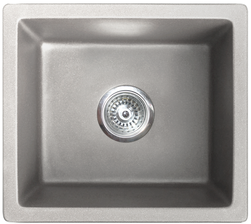 Pearl VERTU-T 18" Single Bowl Undermount Bar / Prep Kitchen Sink – Smoke Grey NuGranite – GVS1816-SG