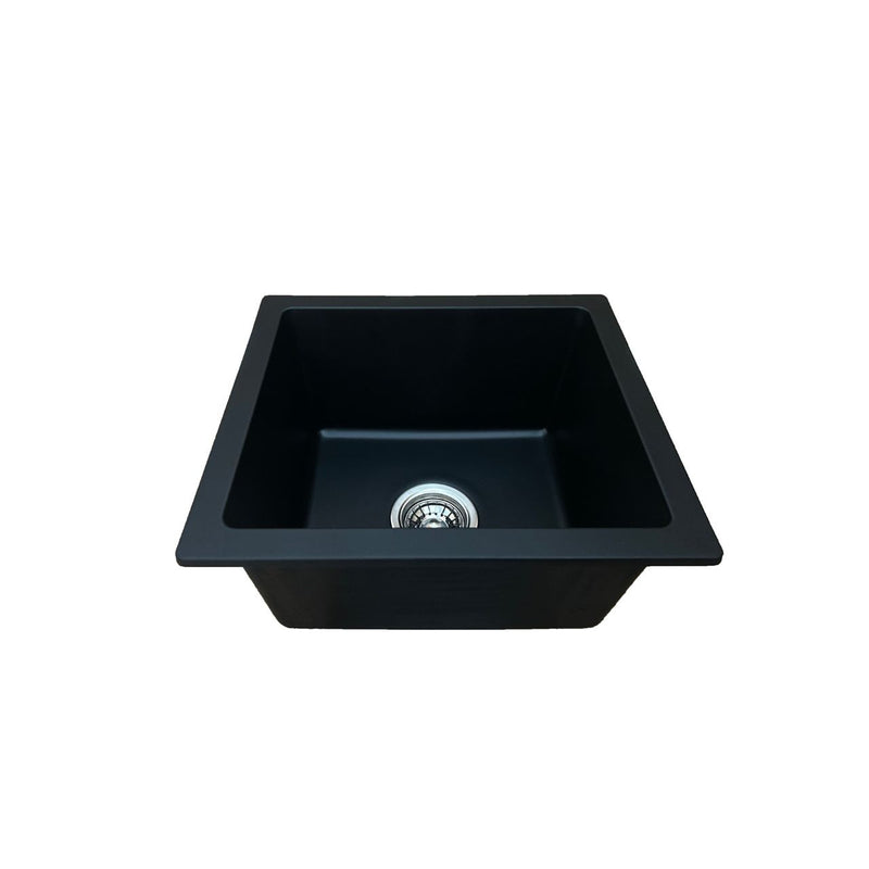 Pearl VERTU-T 18" Single Bowl Undermount Bar / Prep Kitchen Sink – Black NuGranite – GVS1816-BL