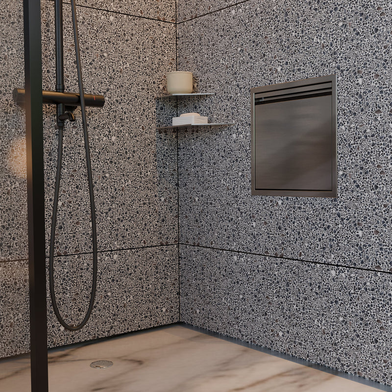Zvelt Luxury 12" x 12" Shower Niche With Removable Door & Hook Matte Black Finish - 12X12-DOOR-B15
