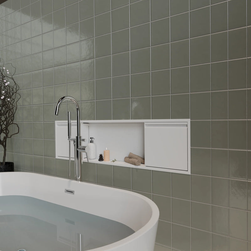 Zvelt Luxury 12" x 48" Shower Niche With Removable Door & Hook Black Stainless Steel PVD Finish - 12X48-DOOR-BPVD