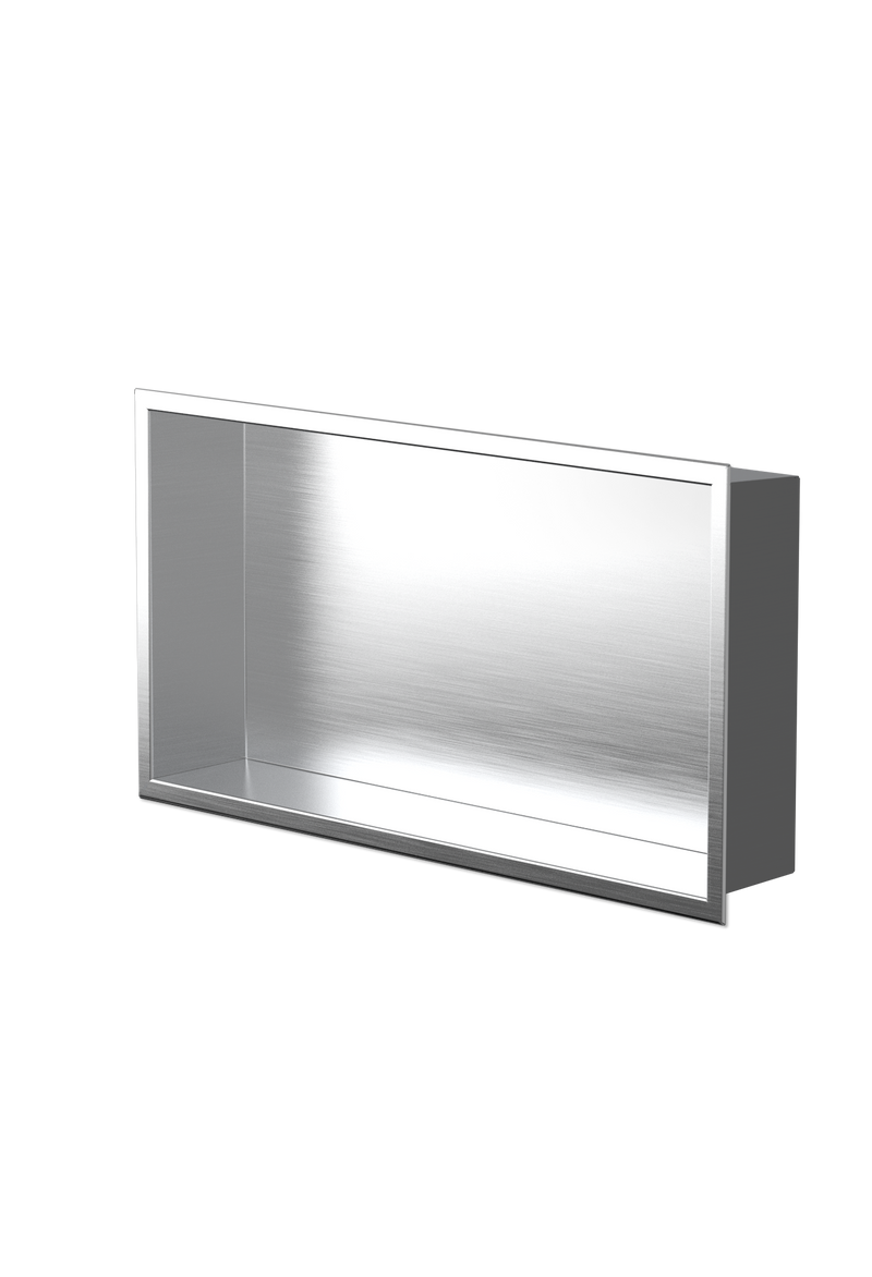 Zvelt Andy Bathroom Wall Niche 12" X 24" Stainless Steel Finish - ALC-AND-12X24-BSS