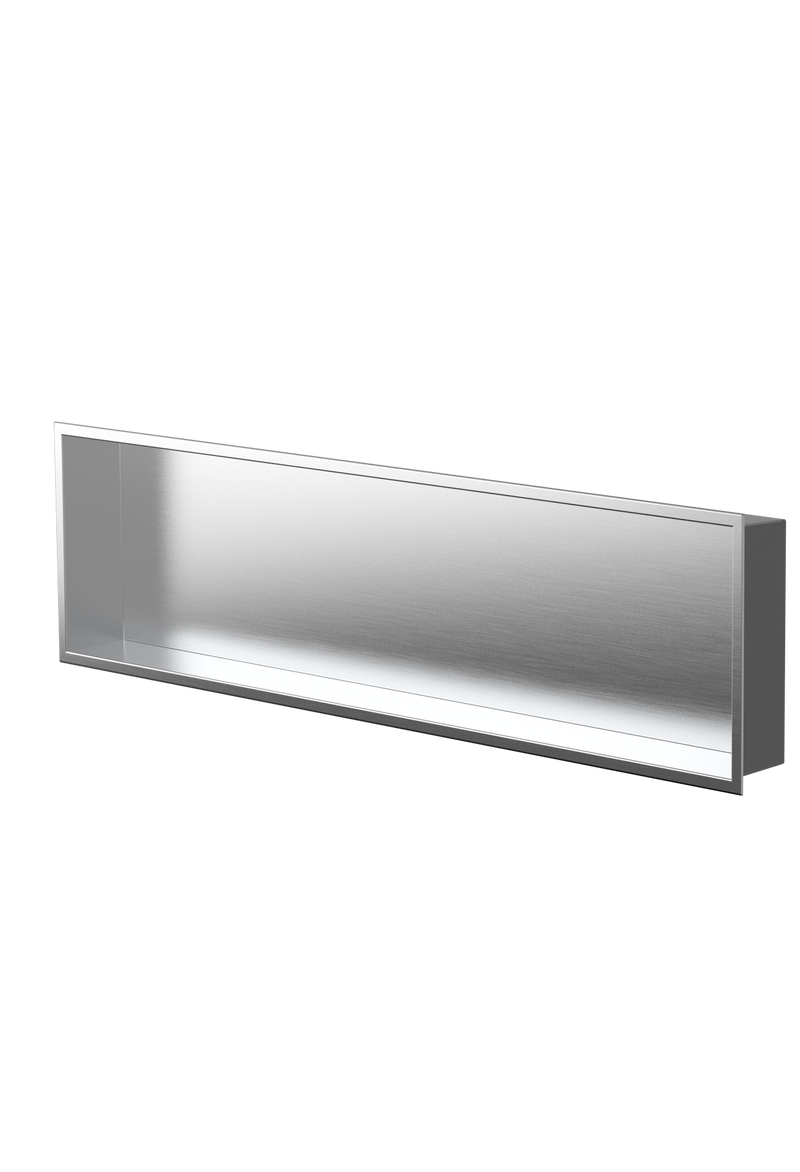 Zvelt Alba Bathroom Wall Niche 12" X 48" Stainless Steel Finish - ALC-ALB-12X48-BSS