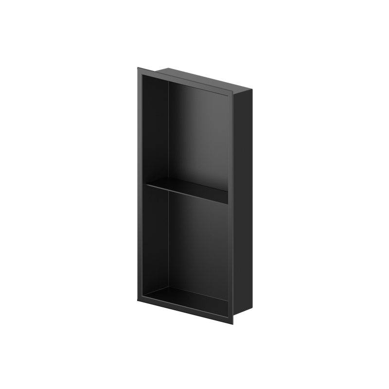 Zvelt Acia Bathroom Wall Niche 12" X 24" with Shelf Matte Black Finish - ALC-ACIA-24X12T-B15