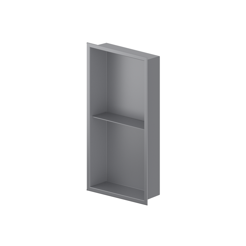 Zvelt Acia Bathroom Wall Niche 12" X 24" with Shelf Matte Grey Finish - ALC-ACIA-24X12T-G15