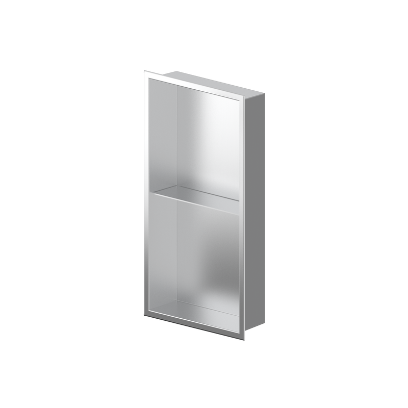 Zvelt Acia Bathroom Wall Niche 12" X 24" with Shelf Stainless Steel Finish - ALC-ACIA-24X12T-BSS