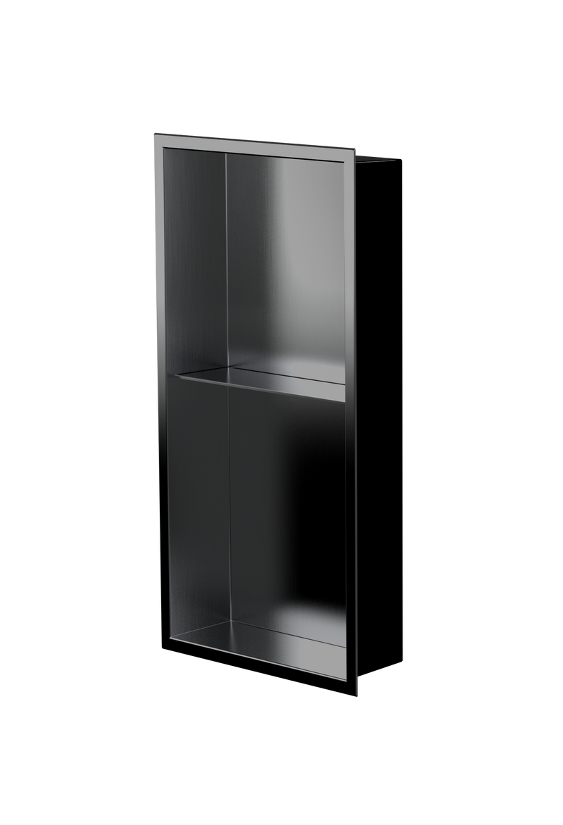 Zvelt Acia Bathroom Wall Niche 12" X 24" with Shelf Black Stainless PVD Finish - ALC-ACIA-24X12T-BPVD