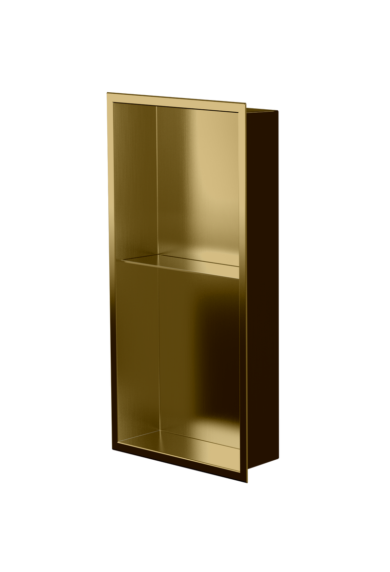 Zvelt Acia Bathroom Wall Niche 12" X 24" with Shelf Gold PVD Finish - ALC-ACIA-24X12T-GPVD
