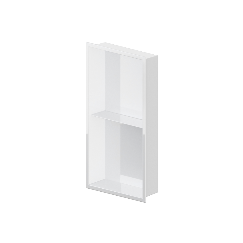 Zvelt Acia Bathroom Wall Niche 12" X 24" with Shelf Glossy White Finish - ALC-ACIA-24X12T-W100
