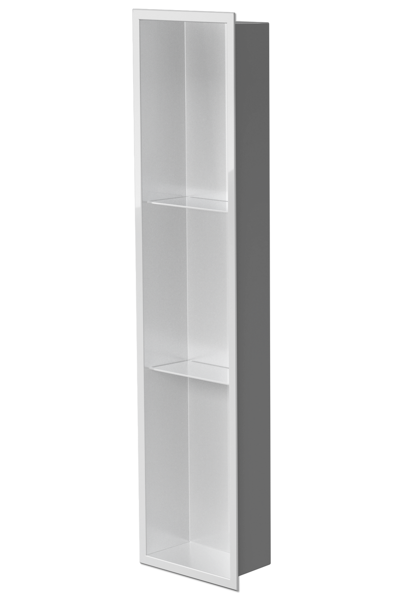 Zvelt Ana Bathroom Wall Niche 8" X 36" with Two Shelves Glossy White Finish - ALC-ANA-36X8T-W100
