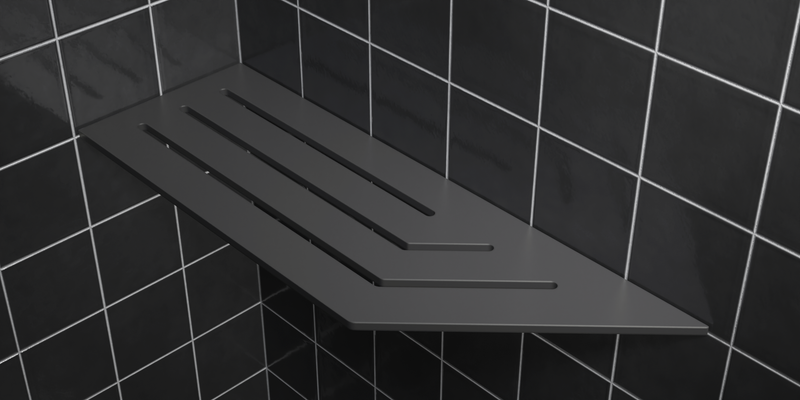 Zvelt 4" X 12" Corner Shelf for Tiled Showers Black Stainless PVD On Stainless Steel Finish - TC-A12-BPVD