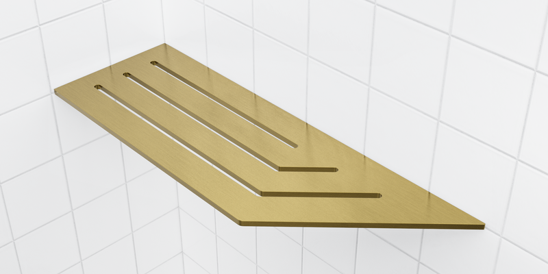 Zvelt 4" X 12" Corner Shelf for Tiled Showers Gold PVD On Stainless Steel Finish - TC-A12-GPVD