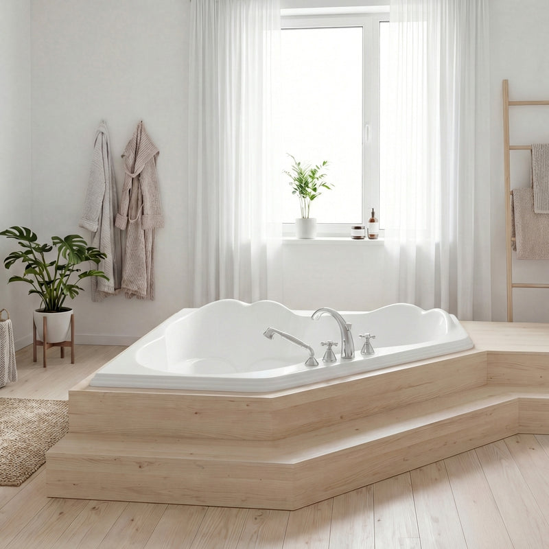Neptune Ariane 6060 Acrylic Corner Center Drain Bathtub in White – 220102-000-001-000
