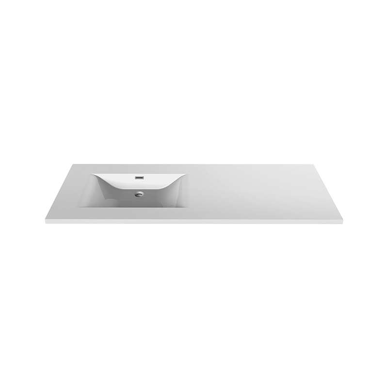 Rubi 55" Slim Composite Countertop w. Integrated Sink Left Hand White – RMP1400LBL