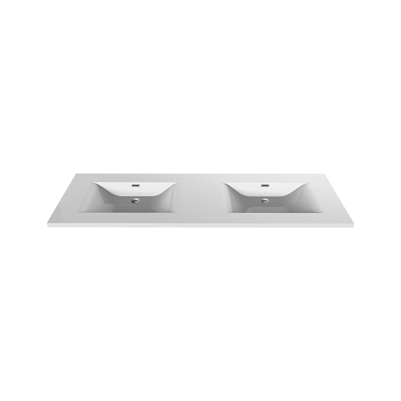Rubi 63" Slim Composite Countertop w. Integrated Double Sink White – RMP1600DBL