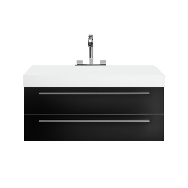 Rubi Arto 40" Wall Hung Vanity w. Integrated Sink Wood Grain Black – RTO100KNE