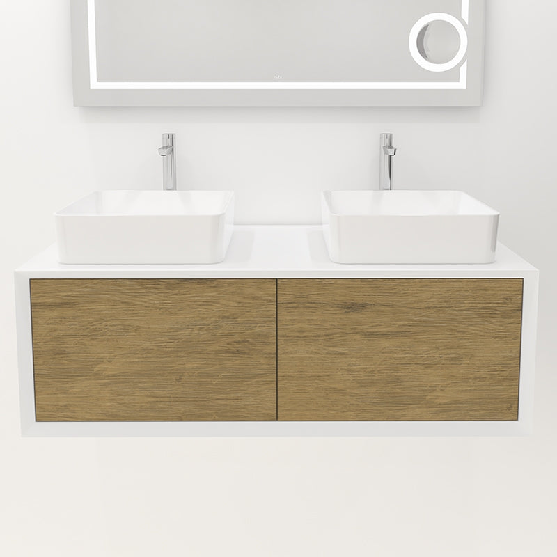 Rubi Marea 48" Double Wall Hung Vanity Matte White & Oak – RTO1200VAMBLO
