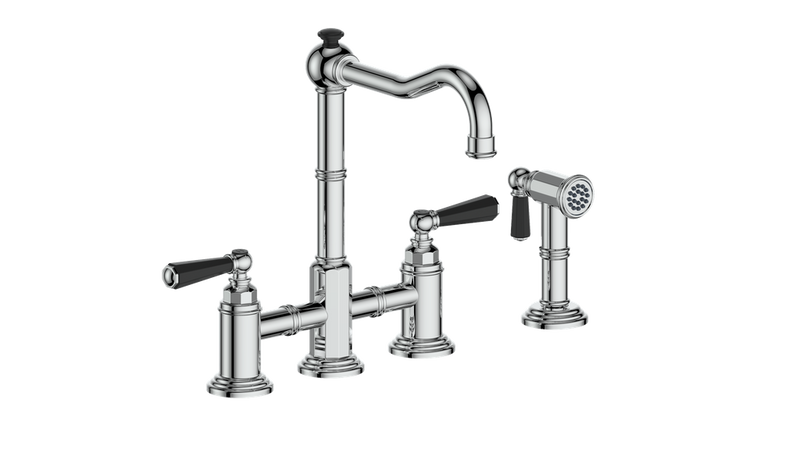 Vogt Carinthia Bridge Kitchen Faucet with Side Spray – Chrome / Matte Black – KF.11CA.2201.CB