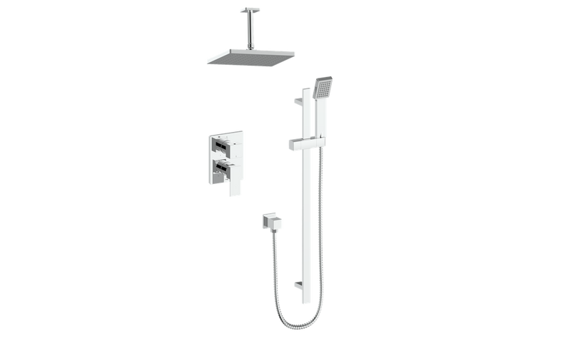 Vogt Kapfenberg 2-Function Pressure-Balanced Shower System with 8" Rain Head & Hand Shower – Ceiling-Mount – Chrome – SET.AP.210.216.CC