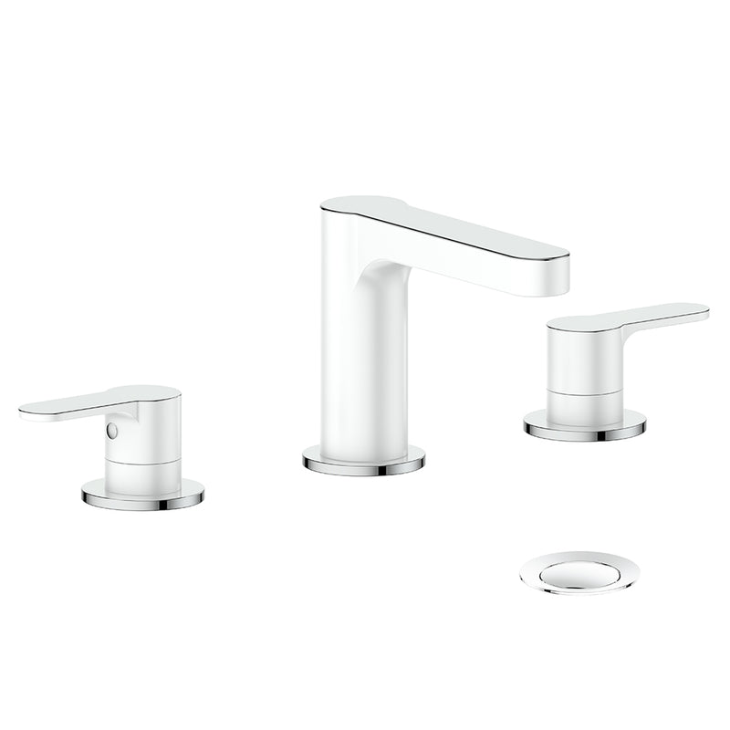 Vogt Lusten 8" Widespread Bathroom Sink Faucet with Pop-Up Drain – Chrome / Glossy White – BF.LN.1301.CW