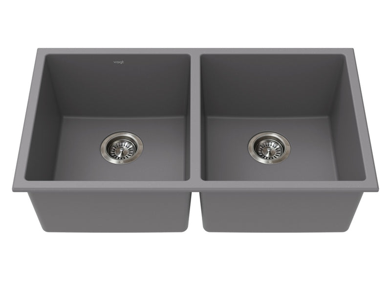 Vogt Bludenz GS 32" Double-Bowl Vogranite Kitchen Sink – Metropolitan Grey – KS.3218.B02G-61