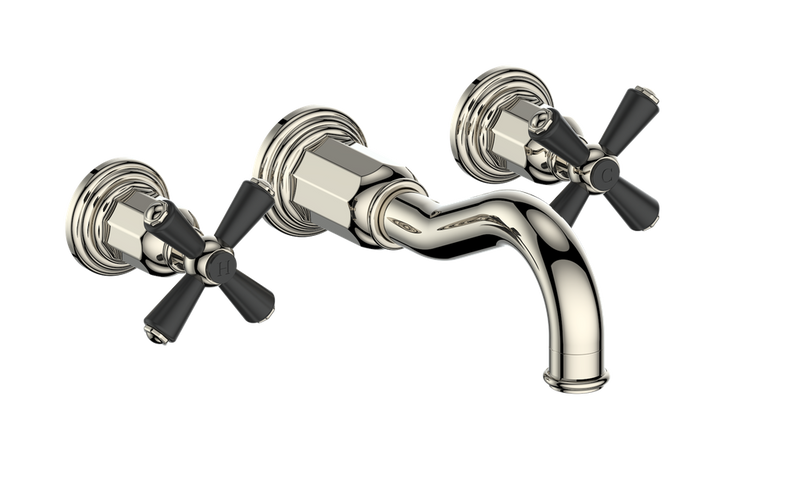 Vogt Carinthia 8" Widespread Wall-Mount Bathroom Sink Faucet – Polished Nickel / Matte Black – BF.C3.1520.PB