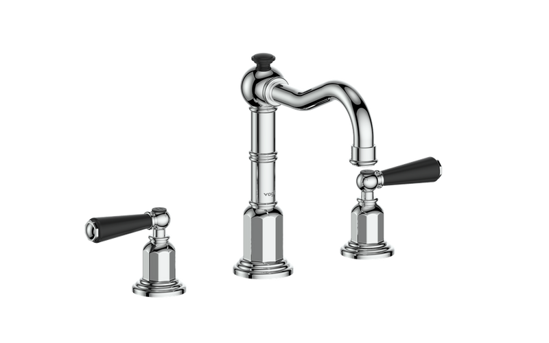 Vogt Carinthia 8" Widespread Bathroom Sink Faucet with Pop-Up Drain – Chrome / Matte Black – BF.C1.1321.CB