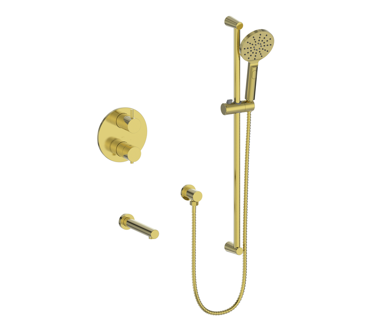 Vogt Worgl Thermostatic Tub & Shower System with Hand Shower & Tub Spout – Brushed Gold – SET.WL.220.500.BG