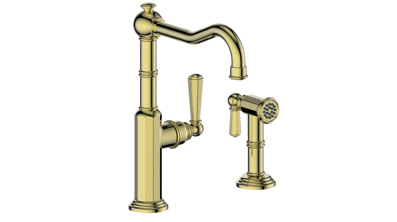 Vogt Carinthia Kitchen Faucet with Side Spray – Brushed Gold – KF.12CA.2201.BG