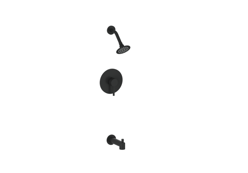 Vogt Worgl Pressure-Balanced Tub & Shower System with Shower Head & Tub Spout – Matte Black – SET.OR.110.400.MB