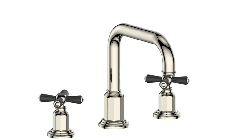 Vogt Carinthia 8" Widespread Bathroom Sink Faucet with Pop-Up Drain – Polished Nickel / Matte Black – BF.C3.1331.PB
