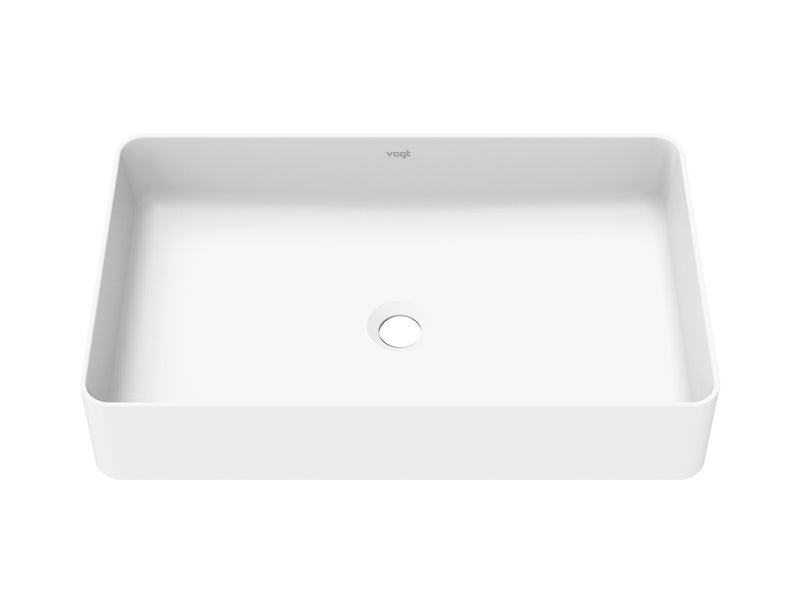 Vogt Rechteck 24" Rectangular Vogranite Vessel Bathroom Sink – Frost White – BS.2314.R04G-60