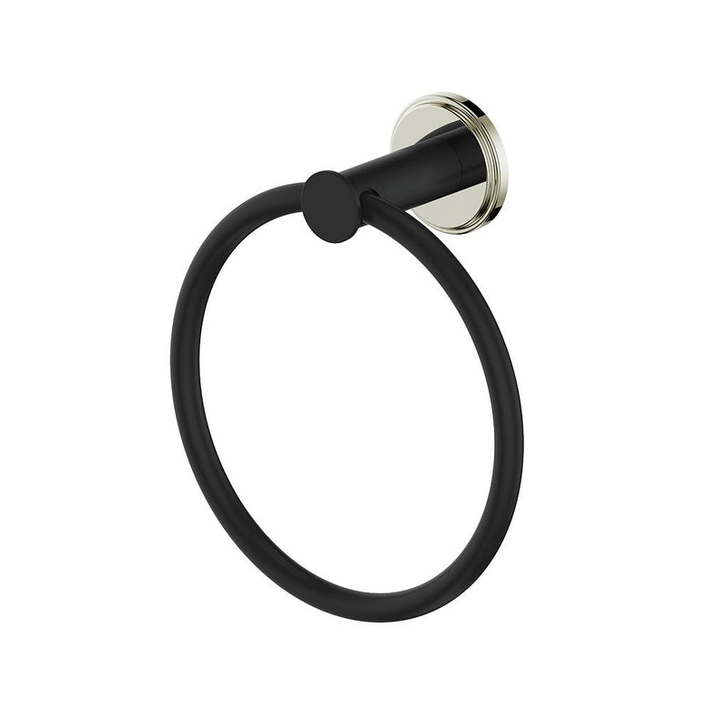 Vogt Zehn Towel Ring – Matte Black / Polished Nickel – BA.0109.PB