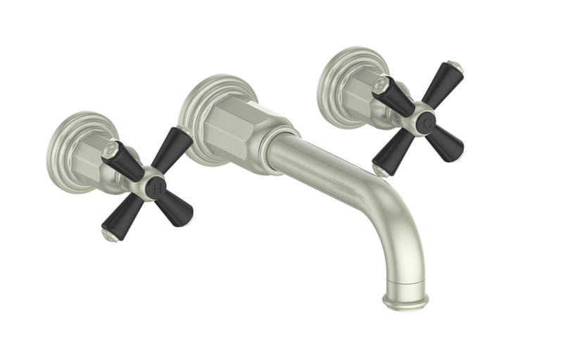 Vogt Carinthia 8" Widespread Wall-Mount Bathroom Sink Faucet – Brushed Nickel / Matte Black – BF.C3.1510.BB