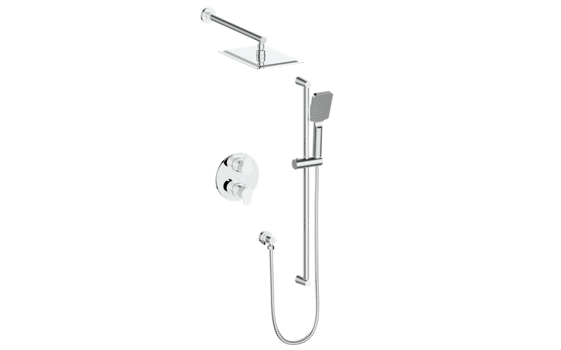 Vogt Lusten 2-Function Pressure-Balanced Shower System with 8"x12" Rain Head & Hand Shower – Wall-Mount – Chrome / Glossy White – SET.LN.210.210.CW