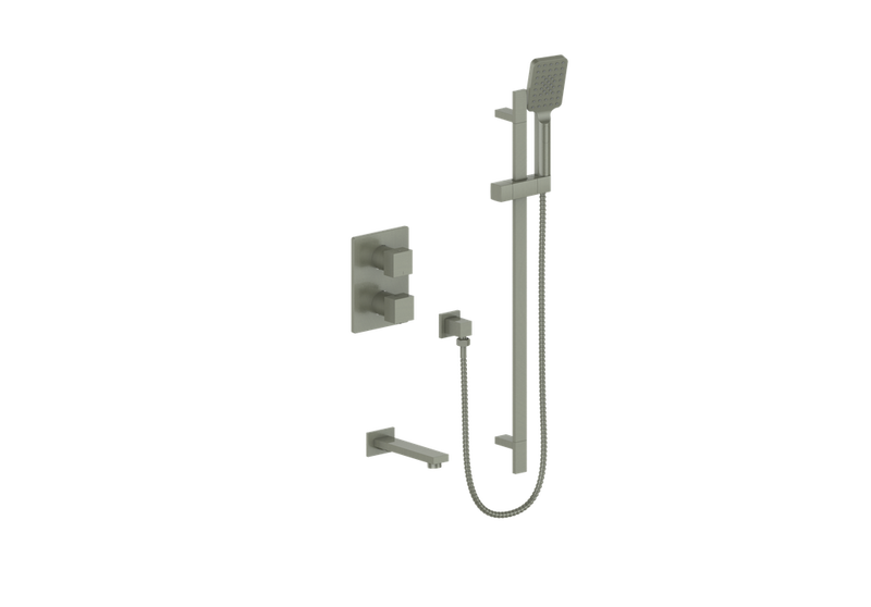 Vogt Kapfenberg 2-Function Thermostatic Tub & Shower System with Hand Shower & Tub Spout – Brushed Nickel – SET.KG.220.500.BN