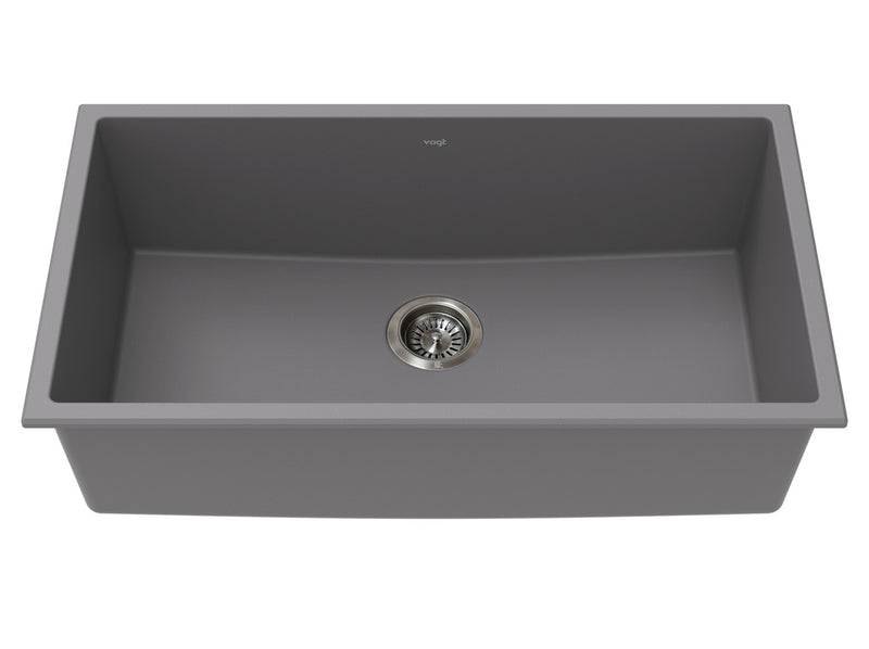 Vogt Wolfsberg GS 32" Single-Bowl Vogranite Kitchen Sink – Metropolitan Grey – KS.3218.W02G-61
