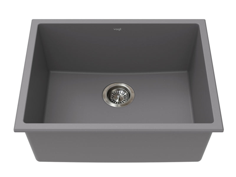 Vogt Salzburg GS 23" Single-Bowl Vogranite Kitchen Sink – Metropolitan Grey – KS.2318.S02G-61
