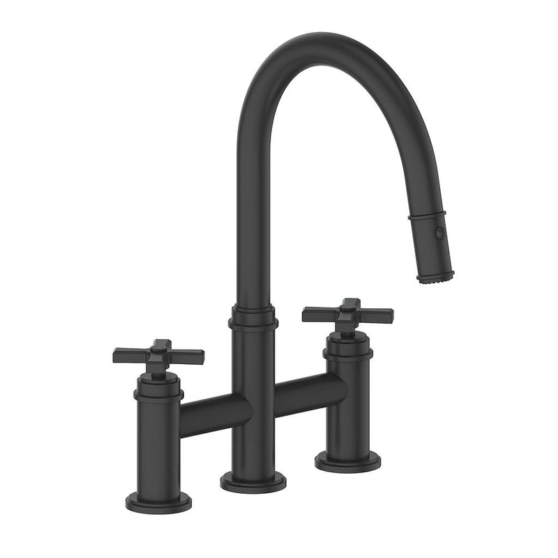 Vogt Zehn Pull-Down Bridge Kitchen Faucet – Matte Black – KF.17ZN.1412.MB