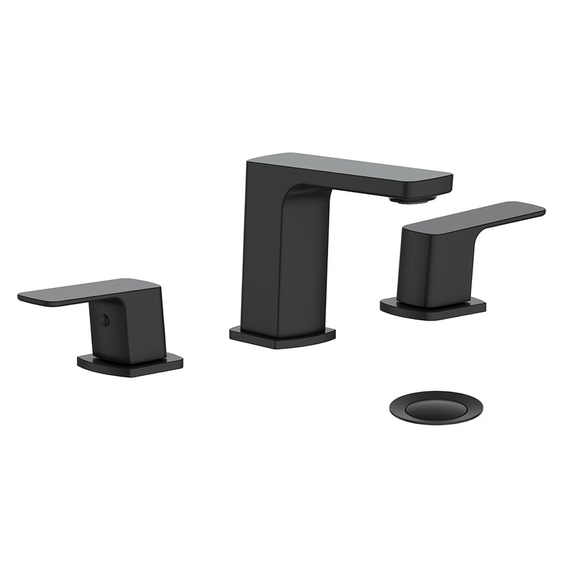 Vogt Niveau 8" Widespread Bathroom Sink Faucet with Pop-Up Drain – Matte Black – BF.NU.1301.MB
